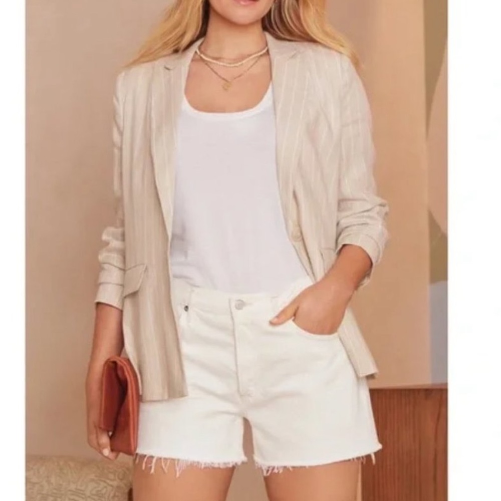 Evereve Beige Pinstripe Blazer